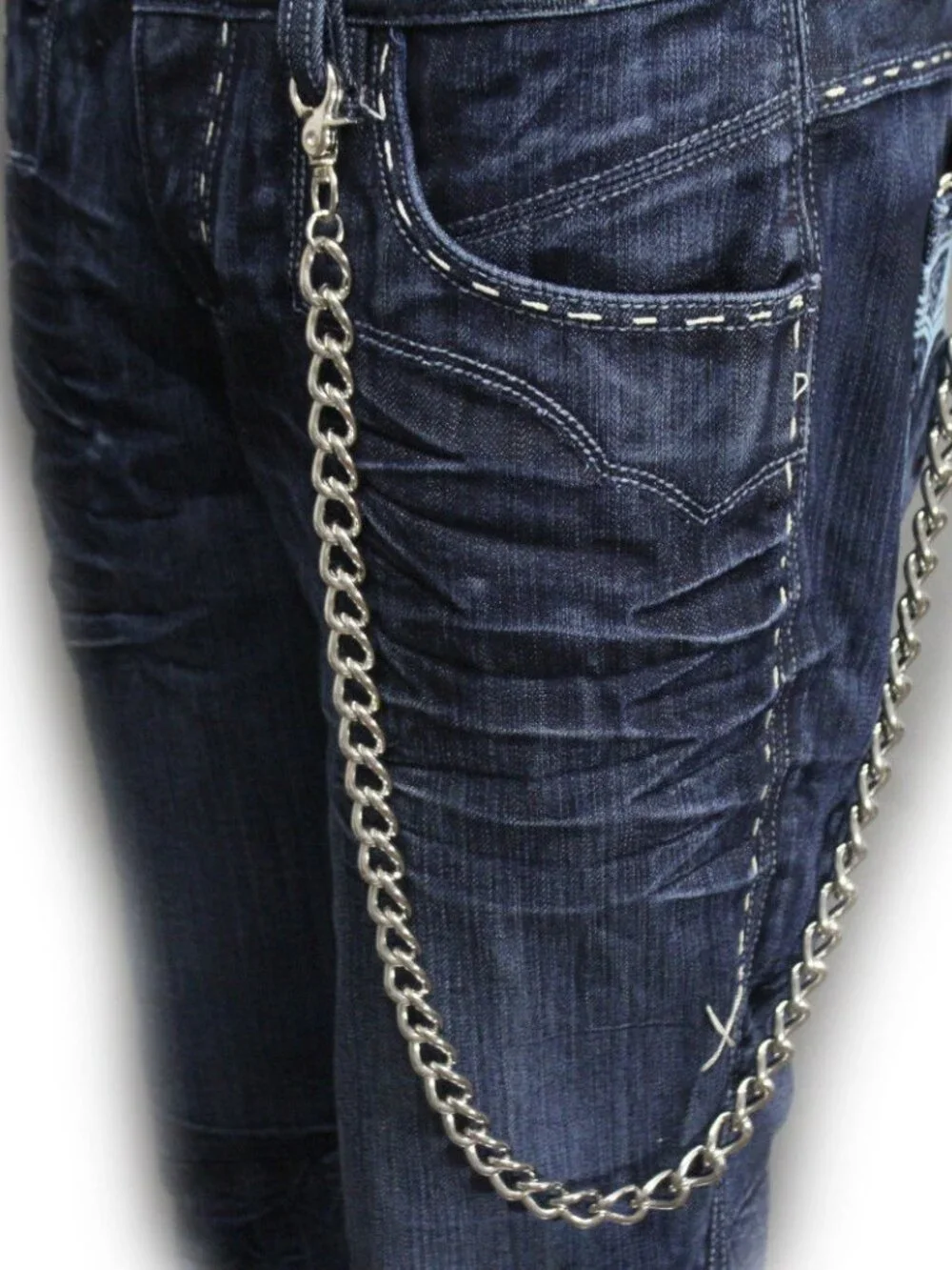 NEW Men’s Biker Silver Thick Link Wallet Jeans Chain 27 In. Handmade In USA M29